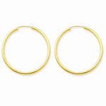 Indlæs billede til gallerivisning 14K Yellow Gold 30mm x 2mm Round Endless Hoop Earrings

