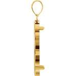 Load image into Gallery viewer, 14K Yellow Gold Holds 29mm x 2mm Coins or Mexican 1/2 oz ounce Coin Holder Tab Back Frame Pendant
