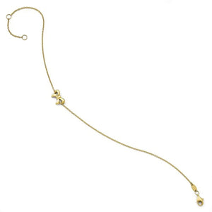 14k Yellow Gold Bow Ribbon Anklet 9 Inch with Extender
