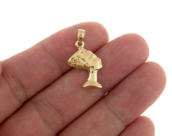 Kép betöltése a galériamegjelenítőbe: 14k yellow gold egyptian nefertiti 3d pendant charm