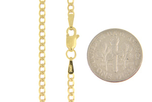 14k Yellow Gold 2.2mm Beveled Curb Link Bracelet Anklet Necklace Pendant Chain