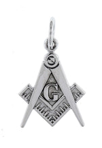 Charger l&#39;image dans la galerie, 14k White Gold Masonic Pendant Charm
