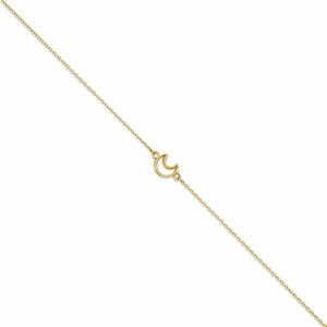 14k Yellow Gold Moon Anklet 10 Inch with Extender - [cklinternational]