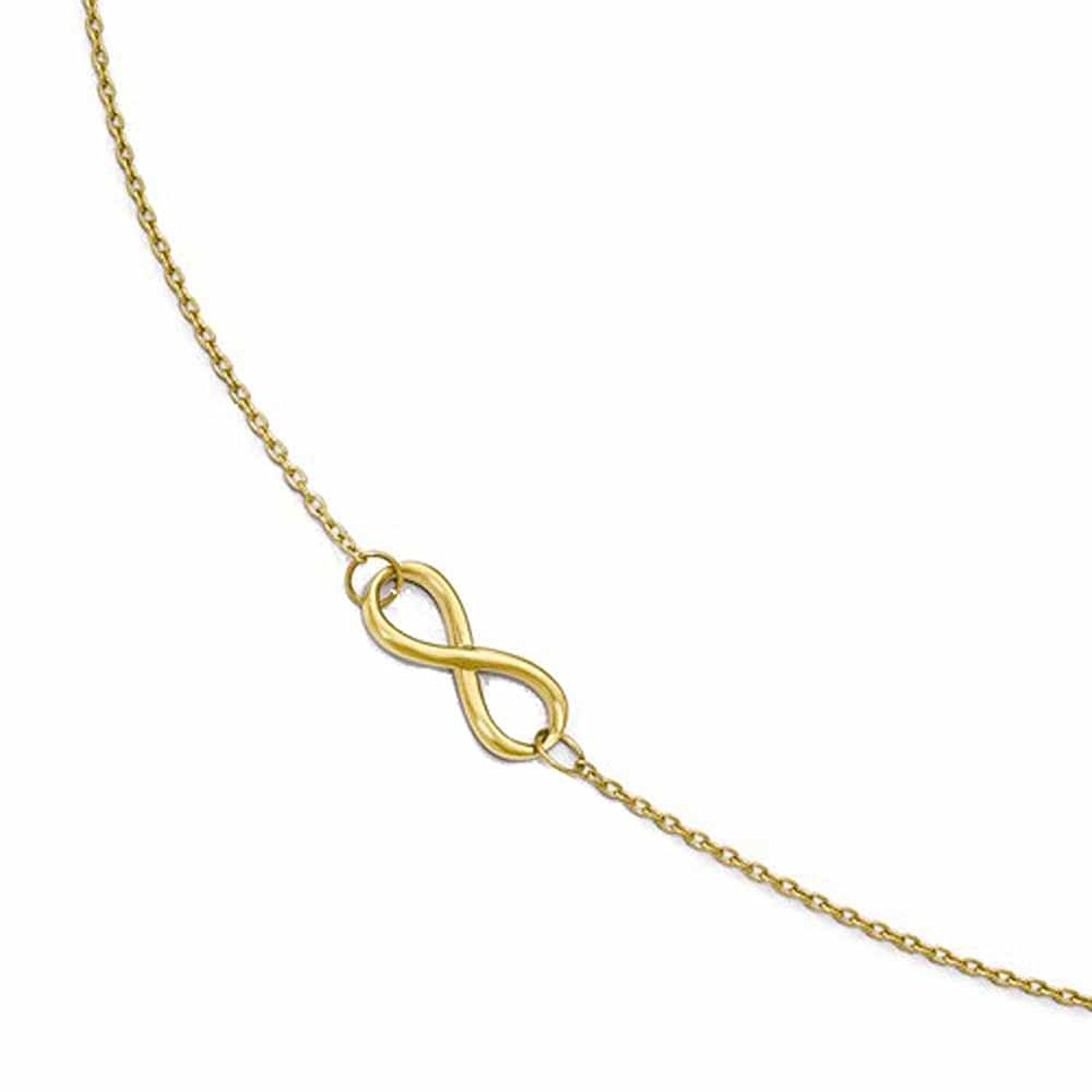 14k Yellow Gold Infinity Anklet 9 inches plus Extender