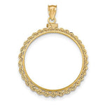 Carica l&#39;immagine nel visualizzatore di Gallery, 14K Yellow Gold 1 oz or One Ounce American Eagle Coin Holder Rope Bezel Pendant Charm Screw Top for 32.6mm x 2.8mm Coins
