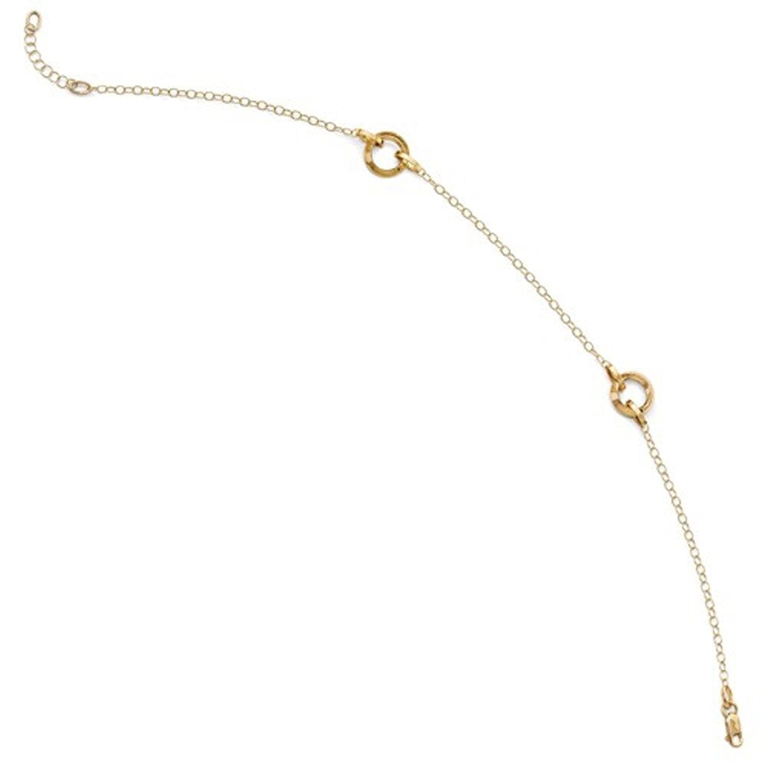 14k Yellow Gold Circle Round Anklet 10 Inches plus Extender