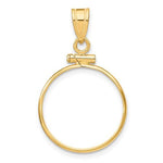 Afbeelding in Gallery-weergave laden, 14K Yellow Gold Holds 18mm Coins or U.S. Dime 1/10 oz Panda 1/10 oz Cat Screw Top Coin Holder Bezel Pendant
