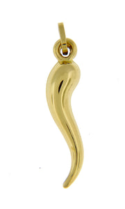 14k Yellow Gold Italian Horn Lucky 3D Pendant Charm