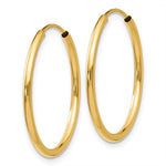 Indlæs billede til gallerivisning 14K Yellow Gold 20mm x 1.5mm Endless Round Hoop Earrings
