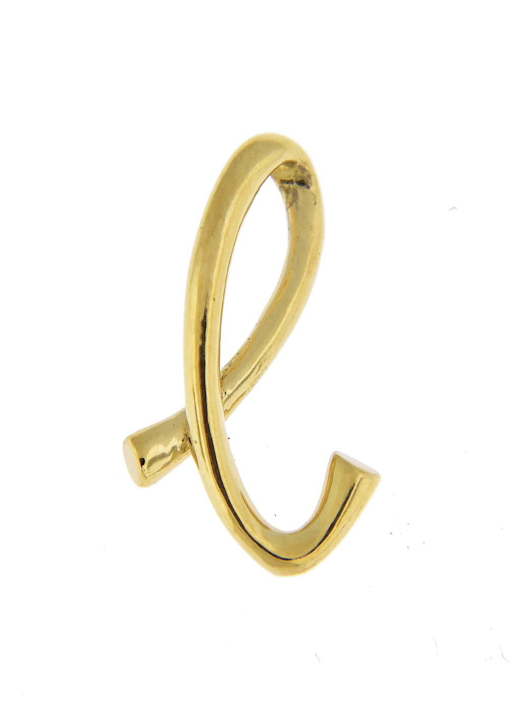 14k yellow gold initial letter l cursive chain slide pendant charm