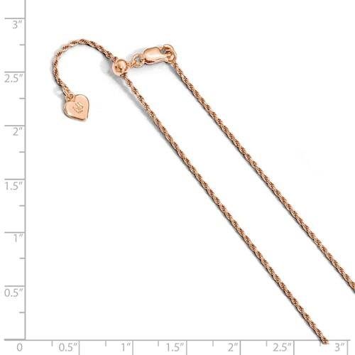 Sterling Silver Rose Gold Plated 1.2mm Rope Necklace Pendant Chain Adjustable