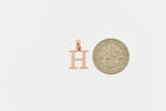 Load image into Gallery viewer, 14K Rose Gold Uppercase Initial Letter H Block Alphabet Pendant Charm
