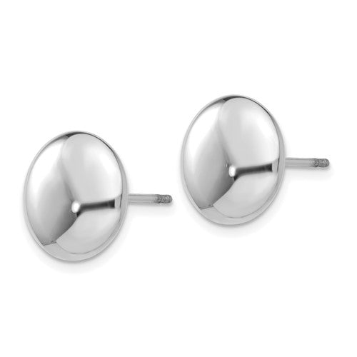 14k White Gold 12mm Button Polished Post Stud Earrings