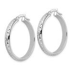 Load image into Gallery viewer, 14k White Gold 28mm x 4mm Diamond Cut Round Hoop Earrings
