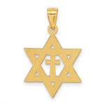 이미지를 갤러리 뷰어에 로드 , 14k Yellow Gold Star of David with Cross Pendant Charm

