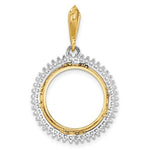 Load image into Gallery viewer, 14K Gold Two Tone Diamond Holds 16mm Coins 1/10 oz Maple Leaf 1/10 oz Philharmonic 1/10 oz Australian Nugget 1/10 oz Kangaroo Coin Holder Bezel Prong Pendant Charm
