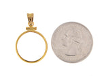 Załaduj obraz do przeglądarki galerii, 14K Yellow Gold Holds 18mm Coins or U.S. Dime 1/10 oz Panda 1/10 oz Cat Screw Top Coin Holder Bezel Pendant
