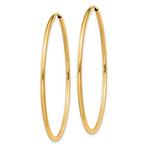 14K Yellow Gold 40mm x 1.5mm Endless Round Hoop Earrings