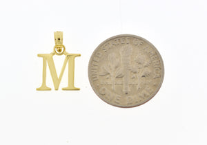 14K Yellow Gold Uppercase Initial Letter M Block Alphabet Pendant Charm