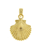 Load image into Gallery viewer, 14k Yellow Gold Seashell Clamshell Scallop Shell Pendant Charm
