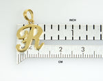 Afbeelding in Gallery-weergave laden, 14K Yellow Gold Script Initial Letter R Cursive Alphabet Pendant Charm
