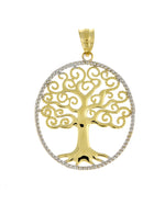 Afbeelding in Gallery-weergave laden, 14k Yellow Gold and Rhodium Filigree Tree of Life Pendant Charm
