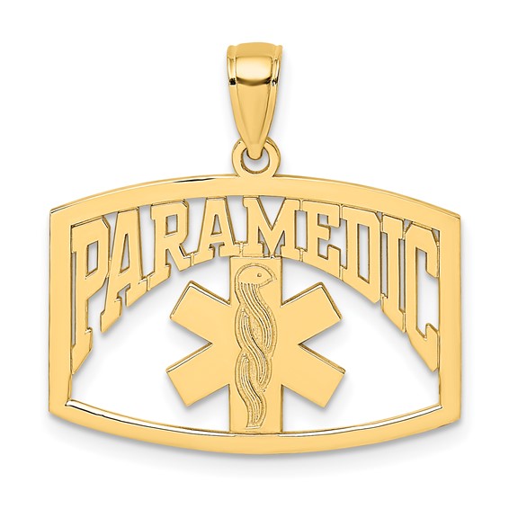 14k Yellow Gold Paramedic Pendant Charm