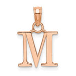 Lataa kuva Galleria-katseluun, 14K Rose Gold Uppercase Initial Letter M Block Alphabet Pendant Charm

