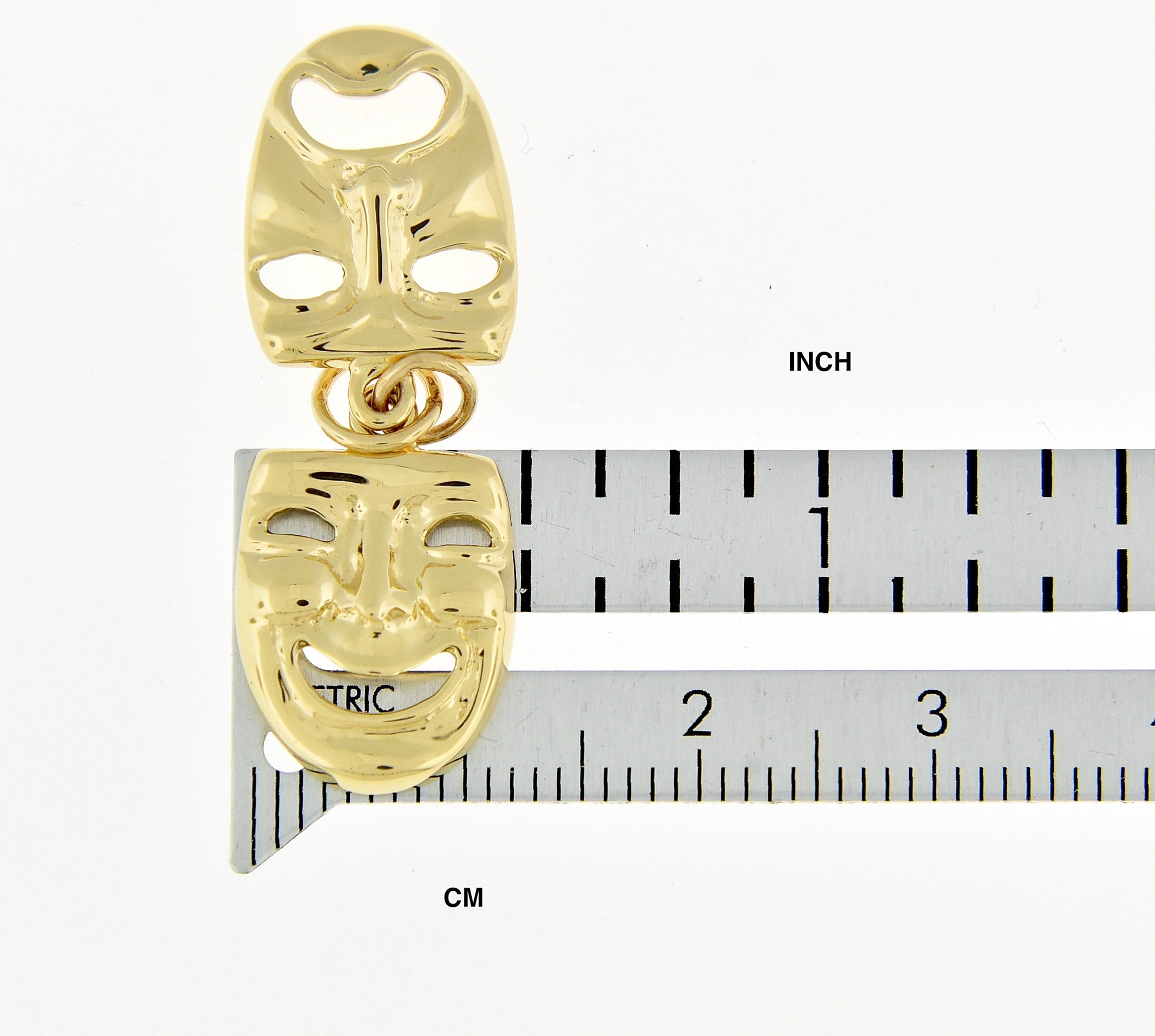 14k Yellow Gold Comedy Tragedy Theater Masks Pendant Charm