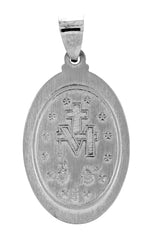 Indlæs billede til gallerivisning 14k White Gold Blessed Virgin Mary Miraculous Medal Pendant Charm
