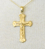 Φόρτωση εικόνας στο εργαλείο προβολής Συλλογής, 14k Yellow Gold Cross Crucifix Pendant Charm
