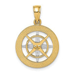 Kép betöltése a galériamegjelenítőbe: 14k Gold Two Tone Nautical Compass Medallion Pendant Charm
