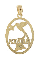 Load image into Gallery viewer, 14k Yellow Gold Jamaica Hummingbird Flowers Travel Pendant Charm
