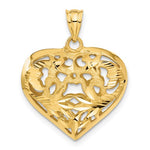 Charger l&#39;image dans la galerie, 14k Yellow Gold Puffy Heart Cage 3D Hollow Pendant Charm
