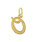 Afbeelding in Gallery-weergave laden, 10K Yellow Gold Lowercase Initial Letter O Script Cursive Alphabet Pendant Charm
