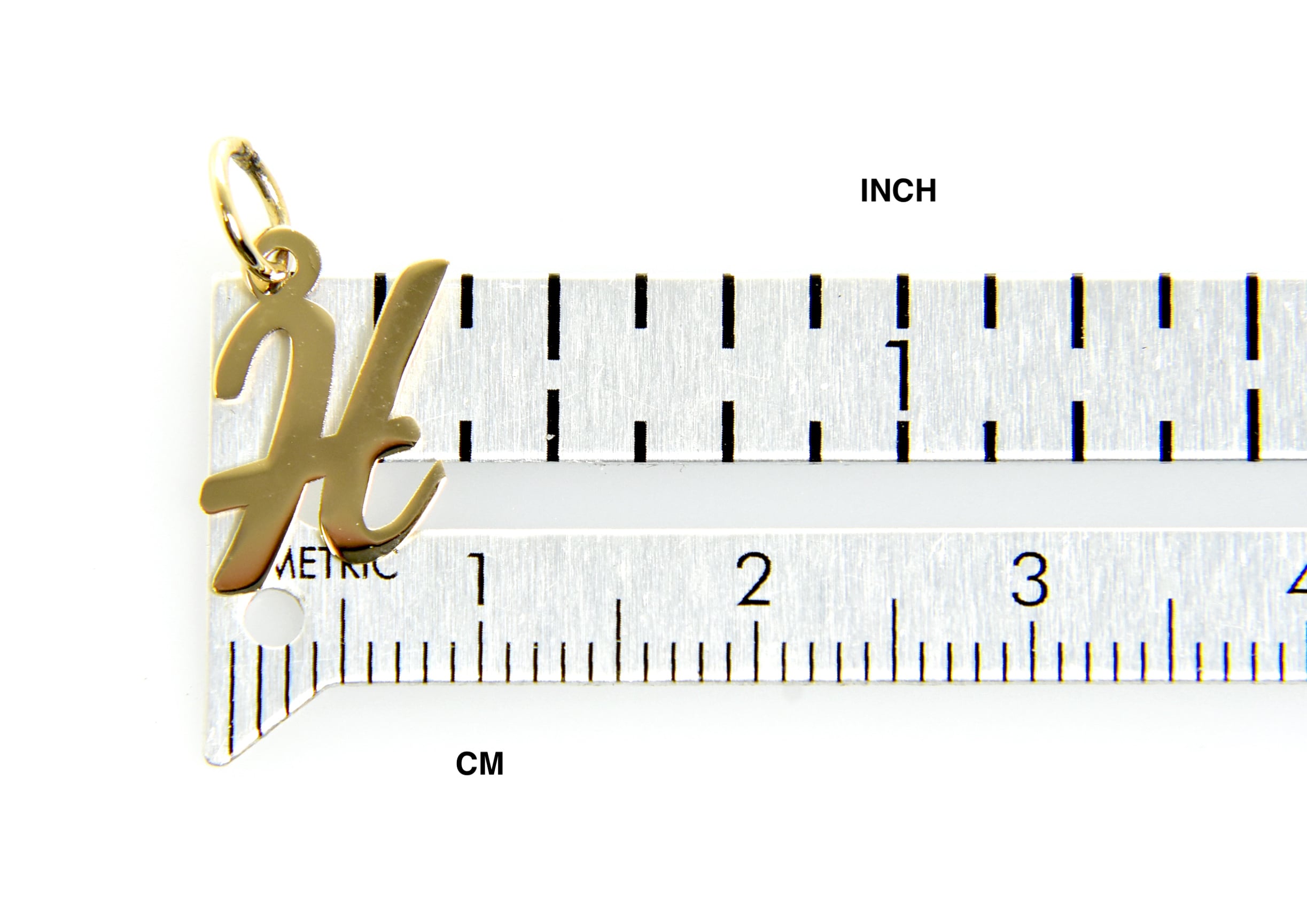 14k Yellow Gold Script Letter H Initial Alphabet Pendant Charm
