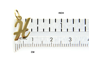 14k Yellow Gold Script Letter H Initial Alphabet Pendant Charm