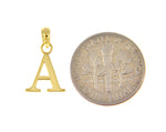 Cargar imagen en el visor de la galería, 10K Yellow Gold Uppercase Initial Letter A Block Alphabet Pendant Charm
