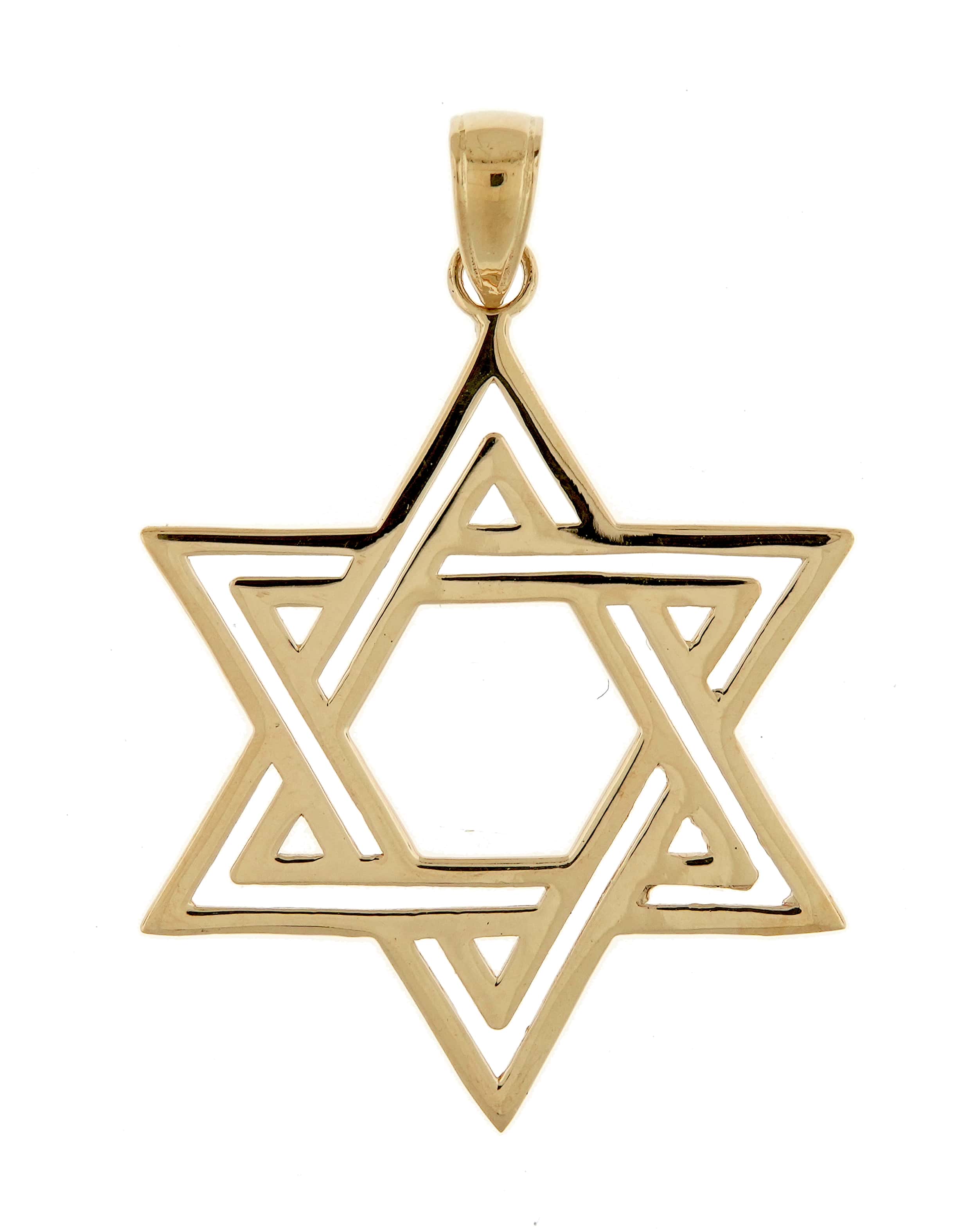 14K Yellow Gold Star of David Pendant Charm