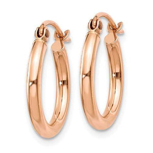 14K Rose Gold 15mm x 2mm Classic Round Hoop Earrings