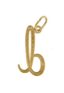 14K Yellow Gold Lowercase Initial Letter D Script Cursive Alphabet Pendant Charm