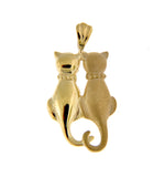 Charger l&#39;image dans la galerie, 14k Yellow Gold Sitting Cats Open Back Pendant Charm
