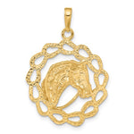 Φόρτωση εικόνας στο εργαλείο προβολής Συλλογής, 14k Yellow Gold Horse Pony Head Horseshoes Pendant Charm
