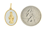 Carregar imagem no visualizador da galeria, 14k Yellow Rose White Gold Enamel Blessed Virgin Mary Miraculous Medal Oval Pendant Charm
