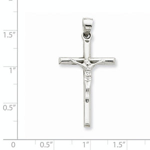 14k White Gold INRI Crucifix Cross Hollow Pendant Charm