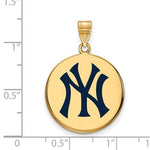 Indlæs billede til gallerivisning Sterling Silver Gold Plated Enamel New York Yankees LogoArt Licensed Major League Baseball MLB Round Disc Pendant Charm
