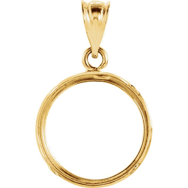 14K Yellow Gold 1/20 ounce Chinese Panda 1/25 oz Isle of Man Cat Tab Back Coin Holder Pendant Charm for 14mm x 1mm Coins