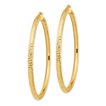 Afbeelding in Gallery-weergave laden, 14K Yellow Gold Diamond Cut Round Hoop Earrings 70mm x 4mm
