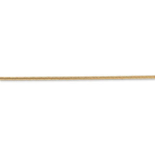 14K Solid Yellow Gold 1.40mm Classic Round Snake Bracelet Anklet Necklace Pendant Chain Lobster Clasp