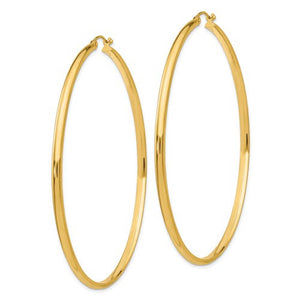 14K Yellow Gold Extra Large Classic Round Hoop Earrings